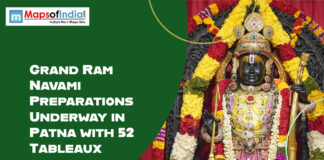 Grand Ram Navami Preparations Underway in Patna with 52 Tableaux Decorated idol of Lord Ram with announcement of grand Ram Navami preparations in Patna featuring 52 tableaux.