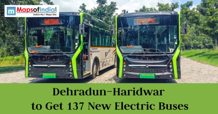 Green electric buses introduced for the Dehradun–Haridwar route under a new public transport initiative