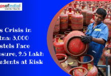 Gas Crisis in Patna: 3,000 Hostels Face Closure, 2.5 Lakh Students at Risk Worker handling LPG cylinders amid a gas shortage crisis in Patna affecting thousands of hostels and students