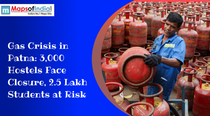 Gas Crisis in Patna: 3,000 Hostels Face Closure, 2.5 Lakh Students at Risk Worker handling LPG cylinders amid a gas shortage crisis in Patna affecting thousands of hostels and students