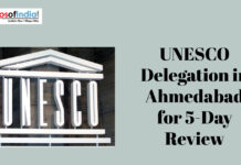 UNESCO Delegation in Ahmedabad for 5-Day Review UNESCO logo with headline about a delegation visiting Ahmedabad for a five-day review.