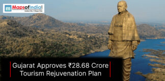 Gujarat Approves ₹28.68 Crore Tourism Rejuvenation Plan Statue of Unity in Gujarat overlooking the Narmada River and surrounding hills, highlighting the ₹28.68 crore tourism rejuvenation plan approved by the state