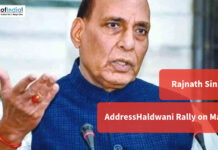 Rajnath Singh to Address Haldwani Rally on March 21 Rajnath Singh speaking; text overlay: "Rajnath Singh to Address Haldwani Rally on March 21."