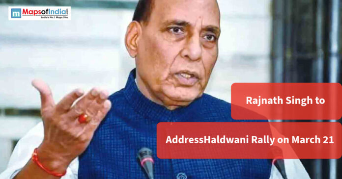 haldwani Rajnath Singh speaking; text overlay: