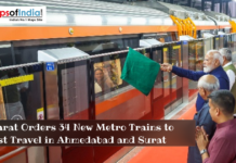Gujarat Orders 34 New Metro Trains to Boost Travel in Ahmedabad and Surat Indian Prime Minister flagging off a metro train as part of Gujarat’s plan to add 34 new metro trains to improve travel in Ahmedabad and Surat.