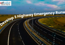 Bihar to Develop 3 Highway Emergency Runways Curved highway with text about Bihar developing emergency runways on three highways.