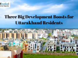 Urban residential landscape in Uttarakhand highlighting three major development initiatives aimed at benefiting residents.