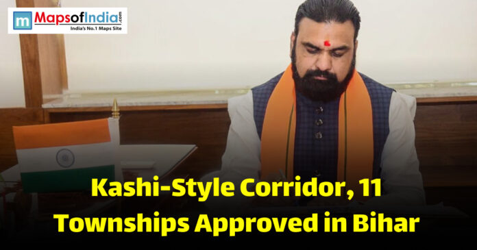 A government official in Bihar signing documents related to approval of a Kashi-style corridor and new townships