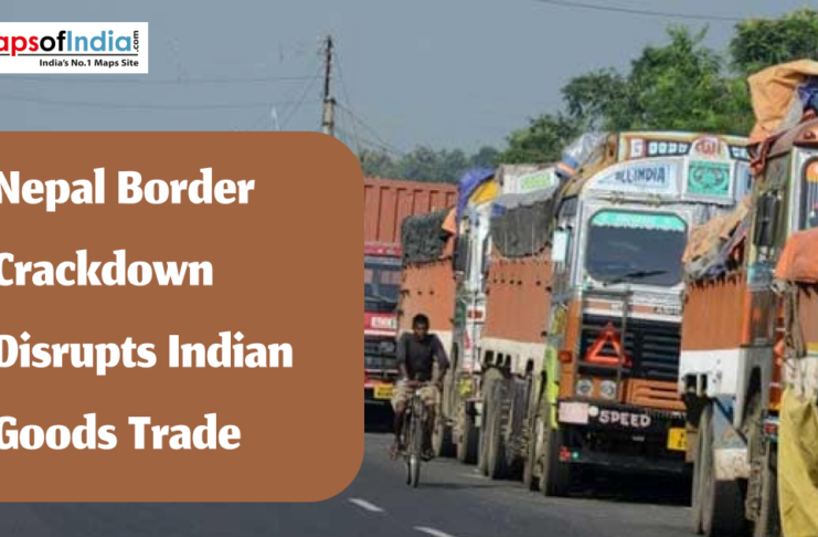 Trucks lined up on a highway near the India-Nepal border amid a crackdown disrupting goods trade.