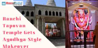 Ranchi Tapovan Temple Gets Ayodhya-Style Makeover Colorful abstract background with “Top Districts of Ranchi” text theme