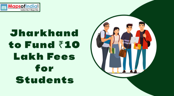 Jharkhand to Fund ₹10 Lakh Fees for Students Graphic stating Jharkhand to fund ₹10 lakh fees for students.