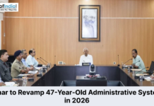 Bihar to Revamp 47-Year-Old Administrative System in 2026 Nitish Kumar chairing a meeting regarding Bihar's administrative system revamp in 2026.
