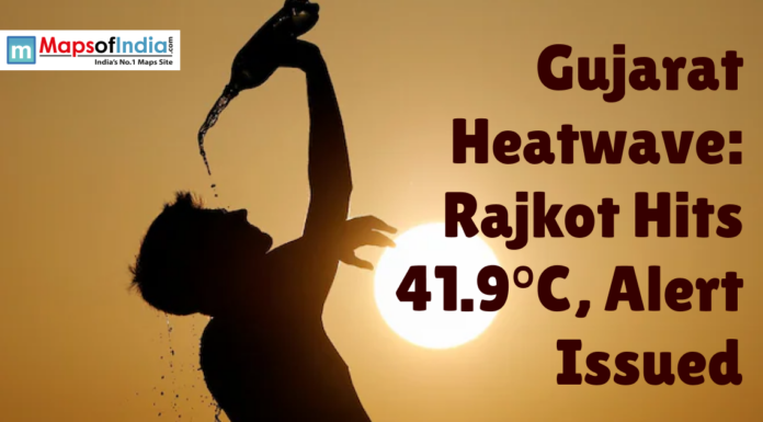 Gujarat Heatwave: Rajkot Hits 41.9°C, Alert Issued Silhouette of a person pouring water during intense heat as Gujarat’s Rajkot records 41.9°C amid a heatwave alert.