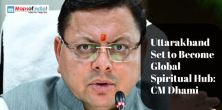 Uttarakhand Set to Become Global Spiritual Hub: CM Dhami Uttarakhand CM Dhami image with headline on making Uttarakhand a global spiritual hub.