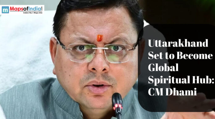 Uttarakhand Set to Become Global Spiritual Hub: CM Dhami Uttarakhand CM Dhami image with headline on making Uttarakhand a global spiritual hub.