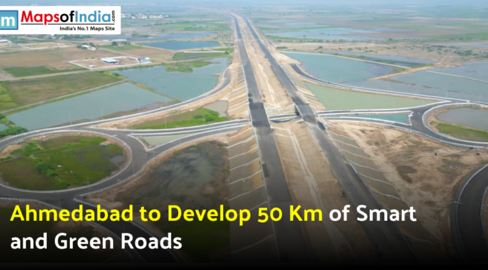 Ahmedabad to Develop 50 Km of Smart and Green Roads Aerial view of a newly developed highway interchange in Ahmedabad as part of the city’s smart and green road project.