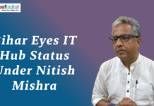 Bihar Eyes IT Hub Status Under Nitish Mishra Graphic featuring Nitish Mishra with the headline “Bihar Eyes IT Hub Status Under Nitish Mishra”.