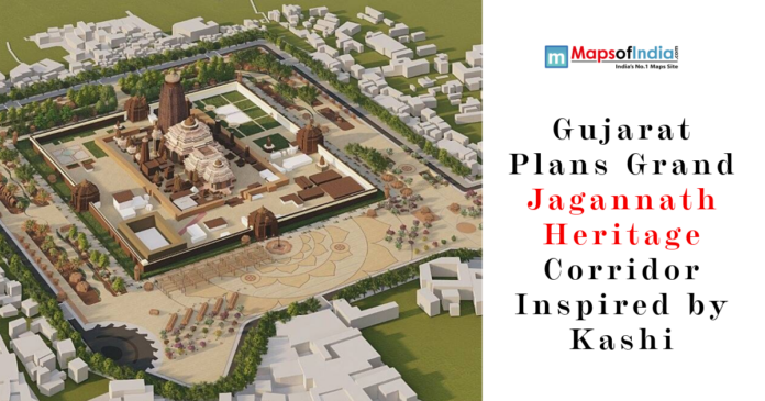 Aerial view of the proposed Jagannath Heritage Corridor in Gujarat.