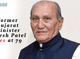 Former Gujarat Minister Yogesh Patel Dies at 79 Former Gujarat minister Yogesh Patel in a formal portrait image, with text announcing his death at the age of 79.