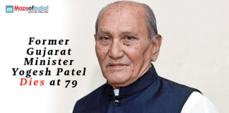 Former Gujarat Minister Yogesh Patel Dies at 79 Former Gujarat minister Yogesh Patel in a formal portrait image, with text announcing his death at the age of 79.
